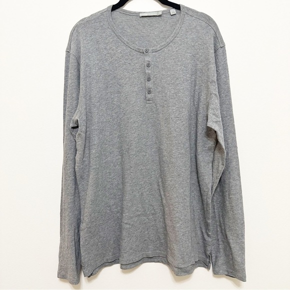 Vince Men's Long Sleeved Henley Grey Large EUC - Picture 1 of 9